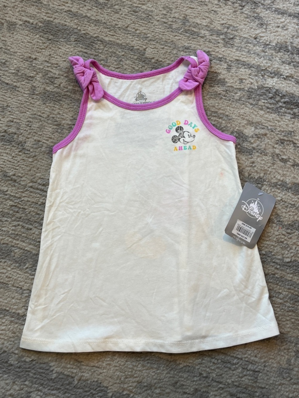 Disney White Tank Top with Purple Trim and Minnie Graphic